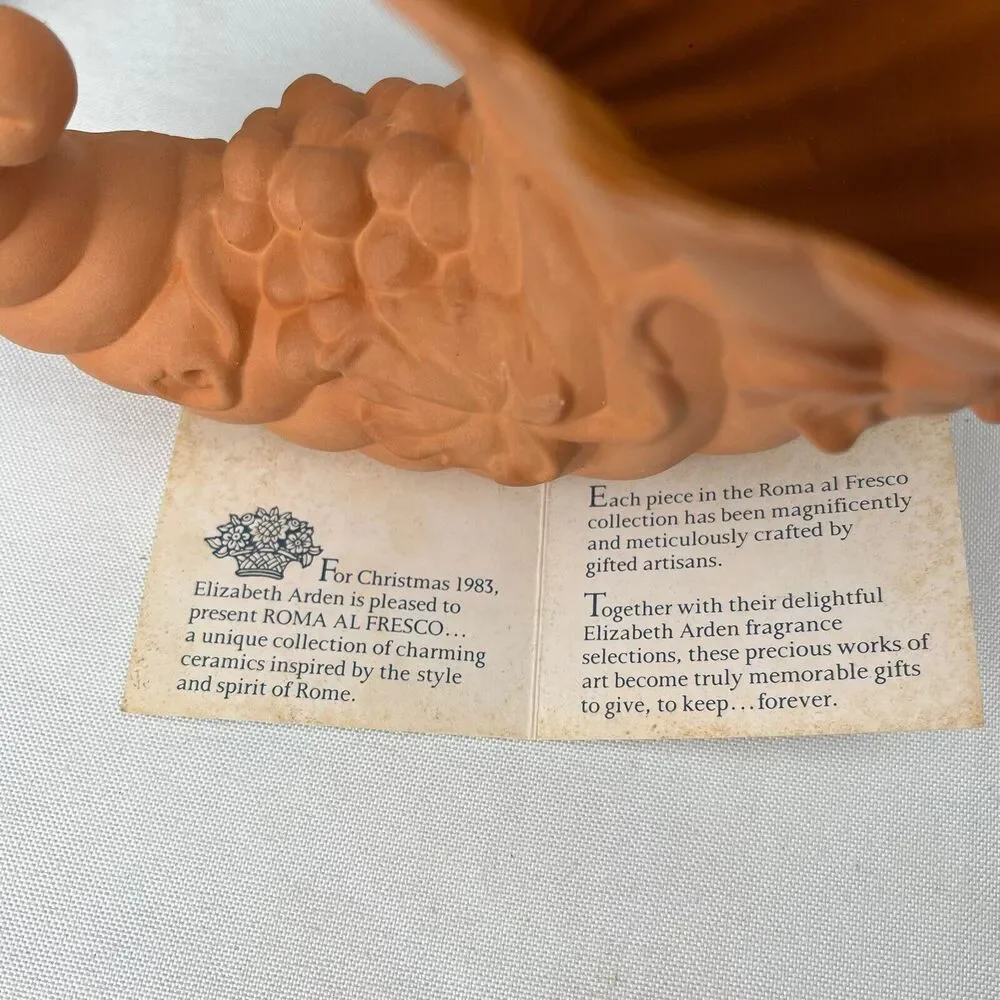 ELIZABETH ARDEN Clay Decor Roma Al Fresco Cornucopia Thanksgiving Christmas VNTG